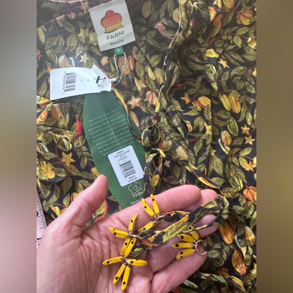 FARM Rio Starfruit Green and Yellow Floral Tiered Maxi Dress NWT size S - Picture 5 of 11